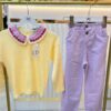LİLA PANTALON VE NAKIŞ DETAYLI ÜST