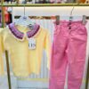 PEMBE PANTALON VE NAKIŞ DETAYLI ÜST