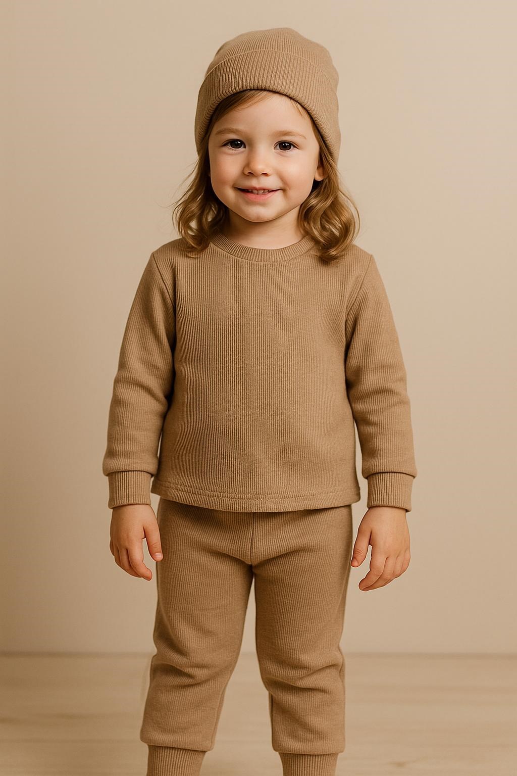 BASİC BEJ ŞAPKALI RİBANA EŞOFMAN SET - Görsel 2