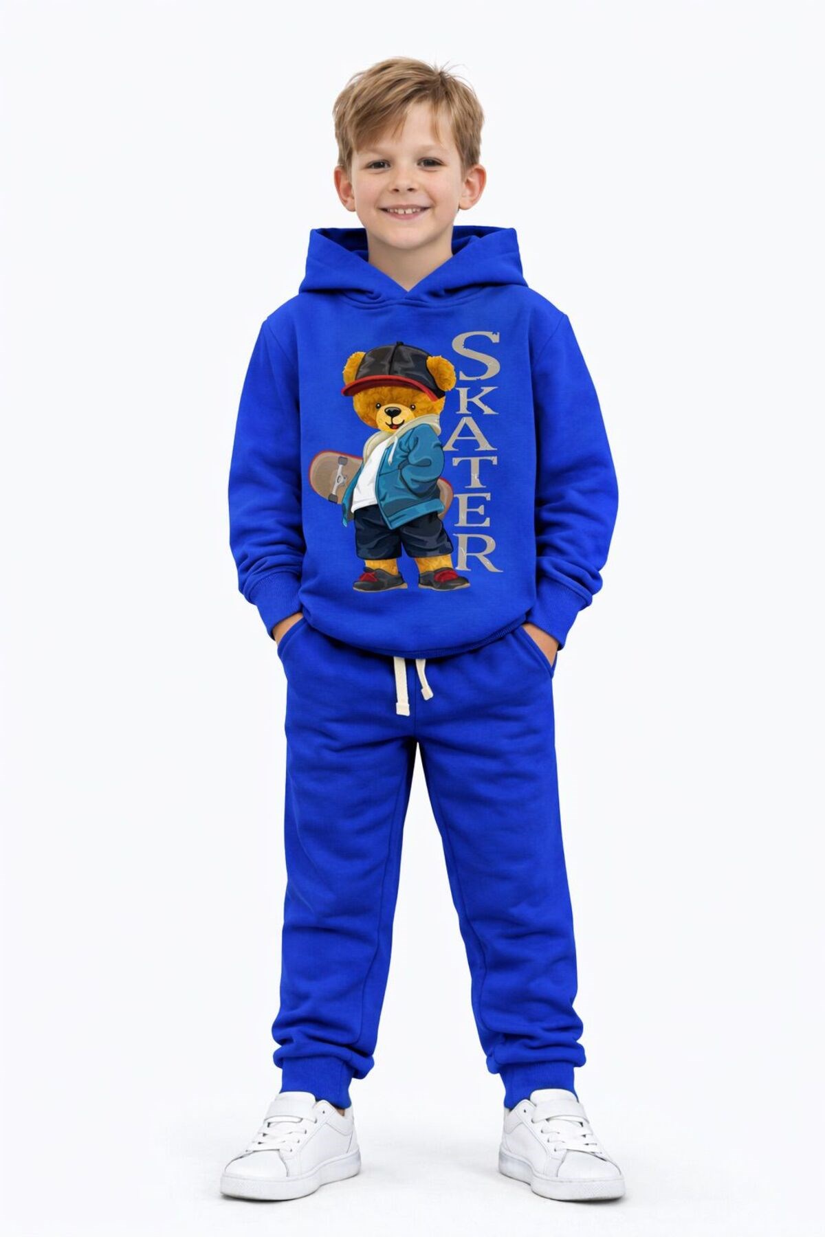 Skater Ayıcık Baskılı Erkek Çocuk Eşofman Takımı - Görsel 7