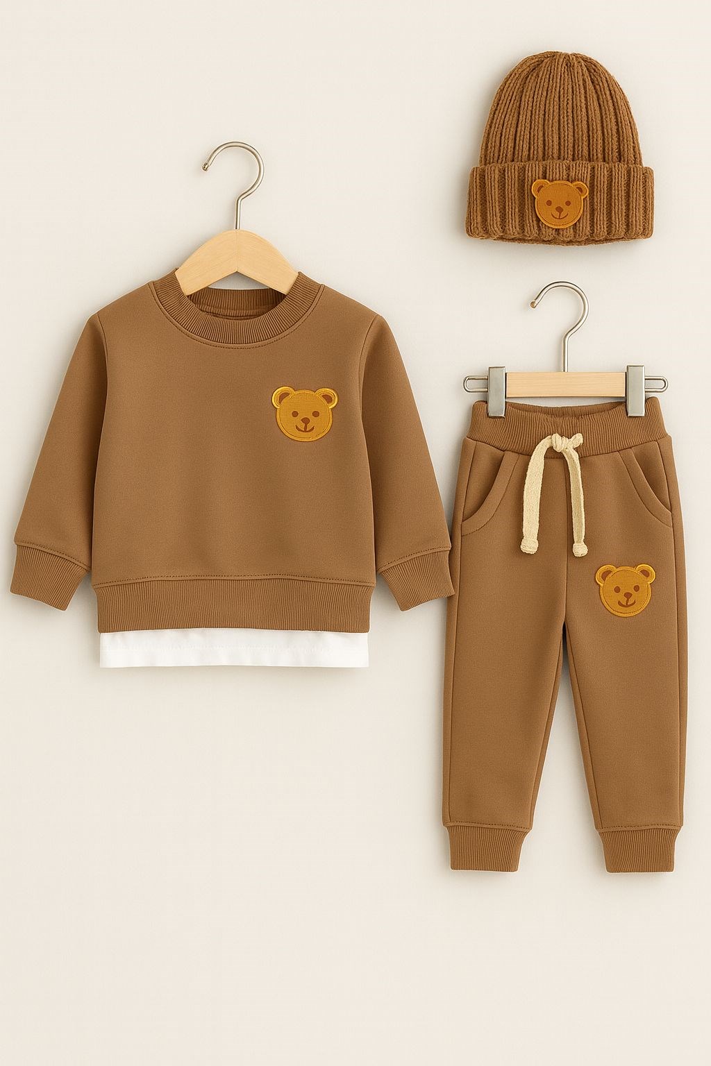 TEDDY SÜTLÜ KAHVE 3'LÜ EŞOFMAN TAKIMI