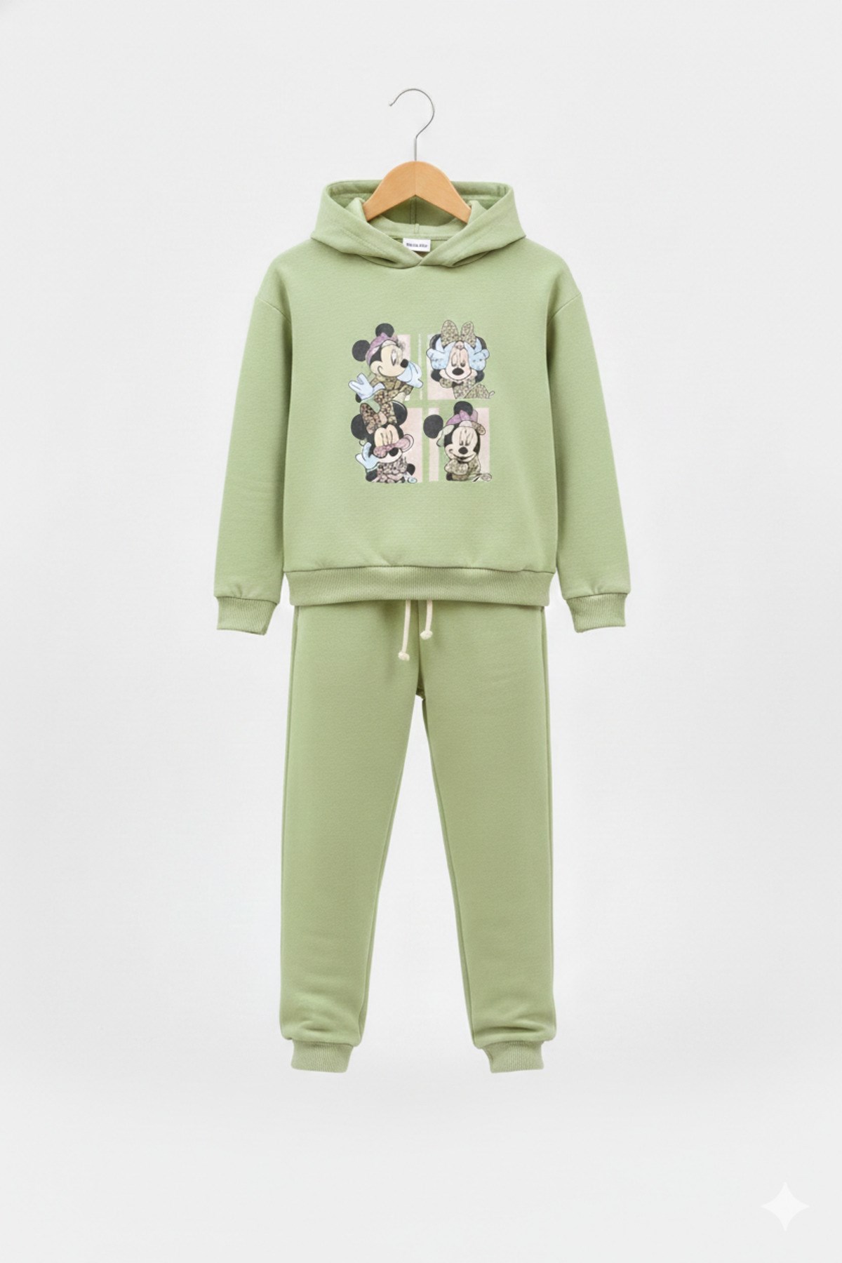 Kız Çocuk Karakterli Baskılı Yeşil Kapüşonlu Alt Üst Takım - Görsel 3
