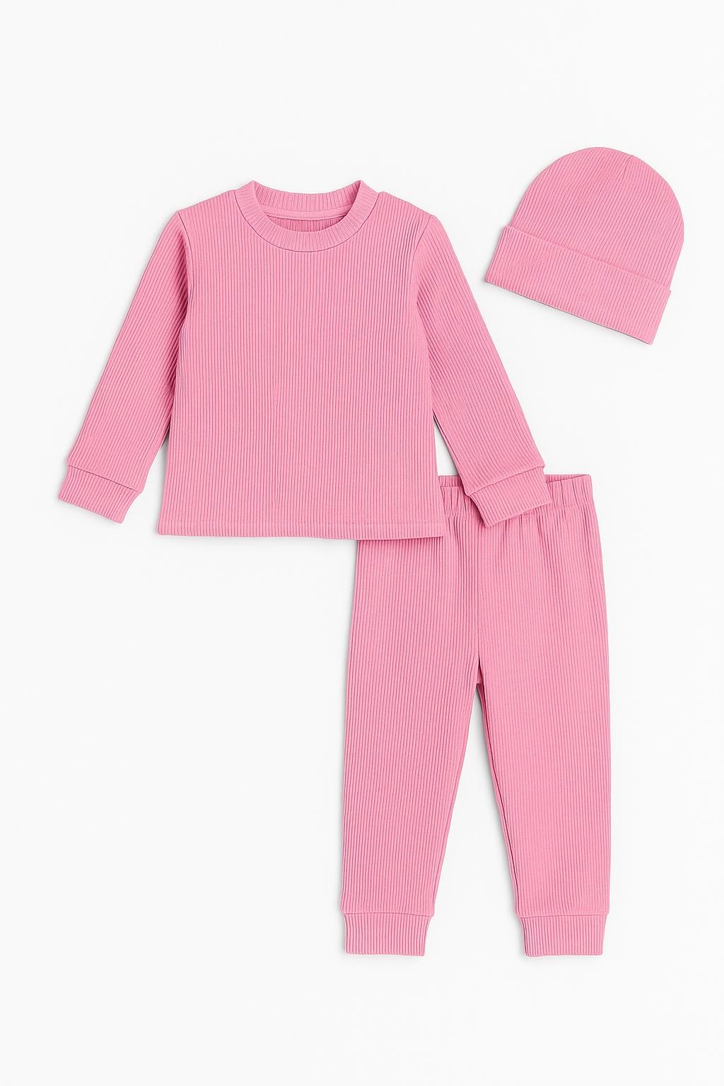 BASİC PEMBE ŞAPKALI RİBANA EŞOFMAN SET