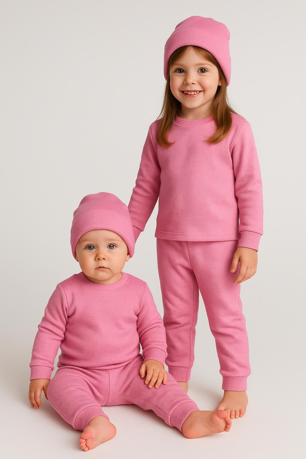 BASİC PEMBE ŞAPKALI RİBANA EŞOFMAN SET - Görsel 2