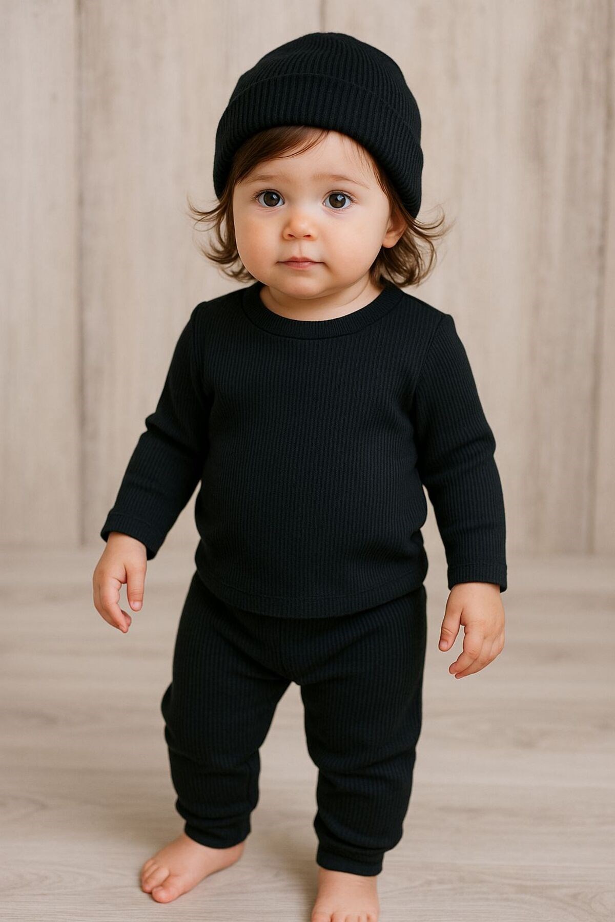 BASİC SİYAH RİBANA ŞAPKALI EŞOFMAN SET - Görsel 4