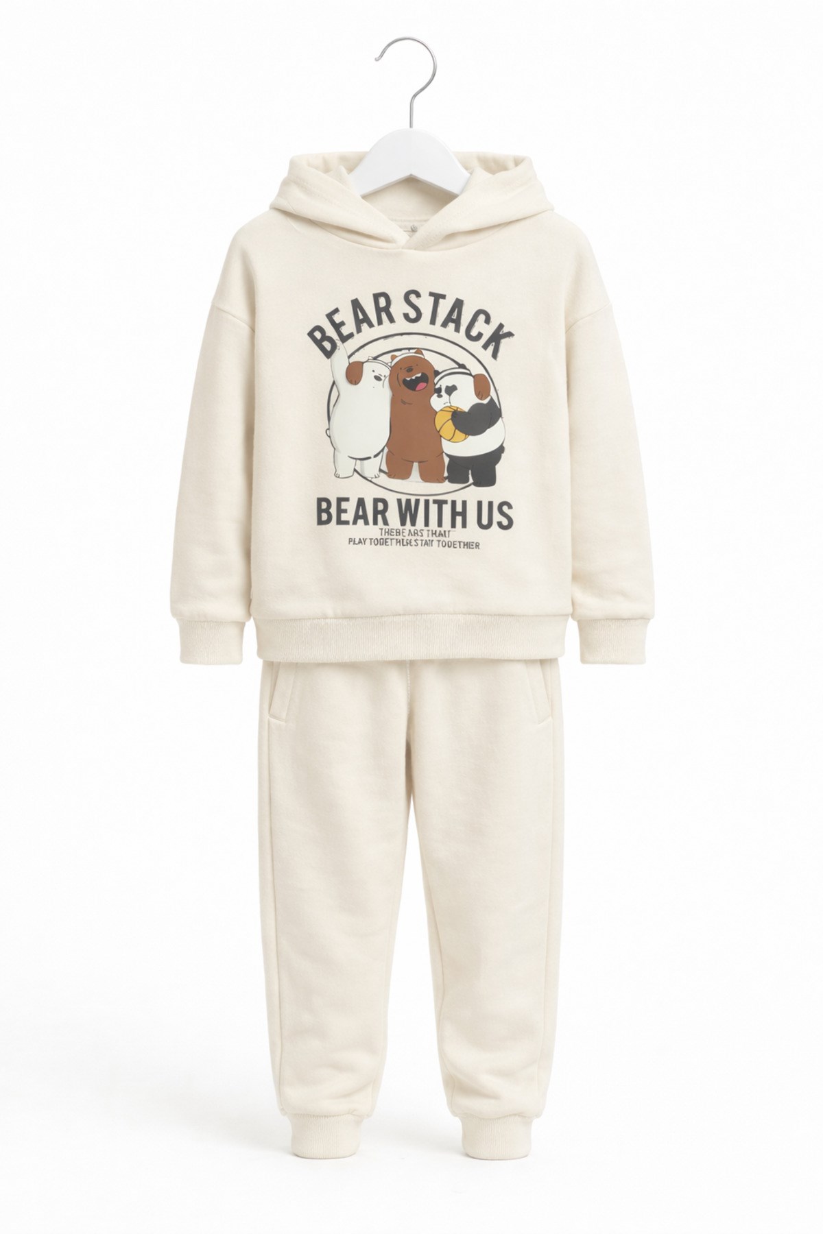 Ayıcık Baskılı Ekru Erkek Çocuk Eşofman Takımı - Görsel 2
