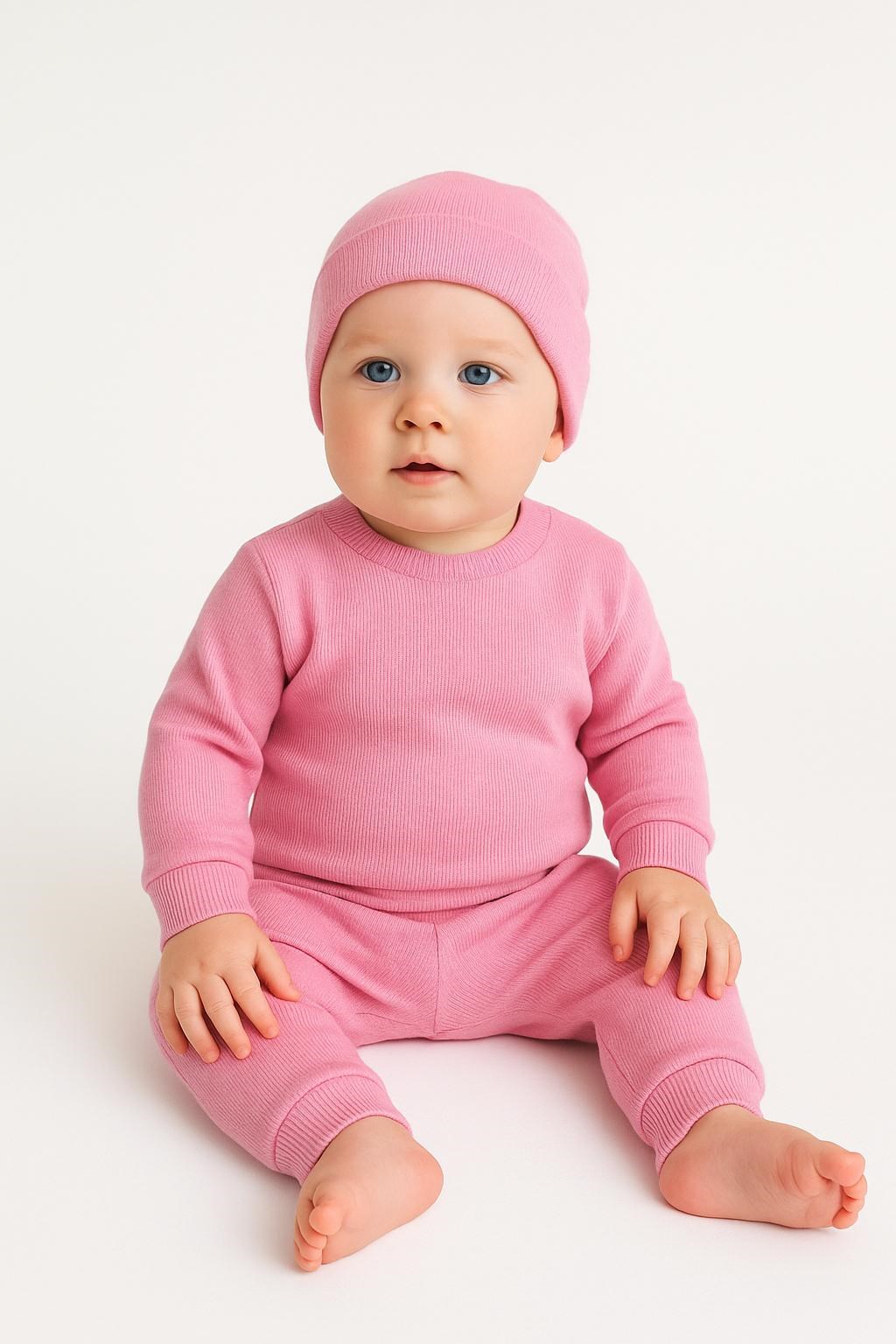 BASİC PEMBE ŞAPKALI RİBANA EŞOFMAN SET - Görsel 3