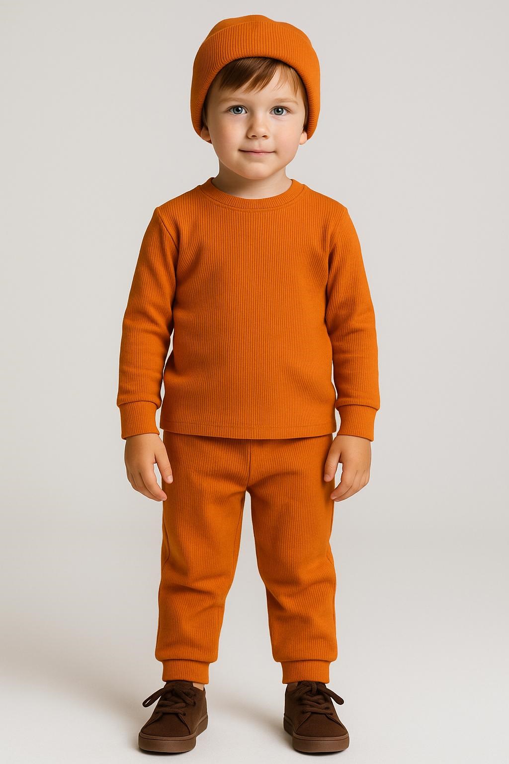 BASİC TURUNCU ŞAPKALI RİBANA EŞOFMAN SET - Görsel 4