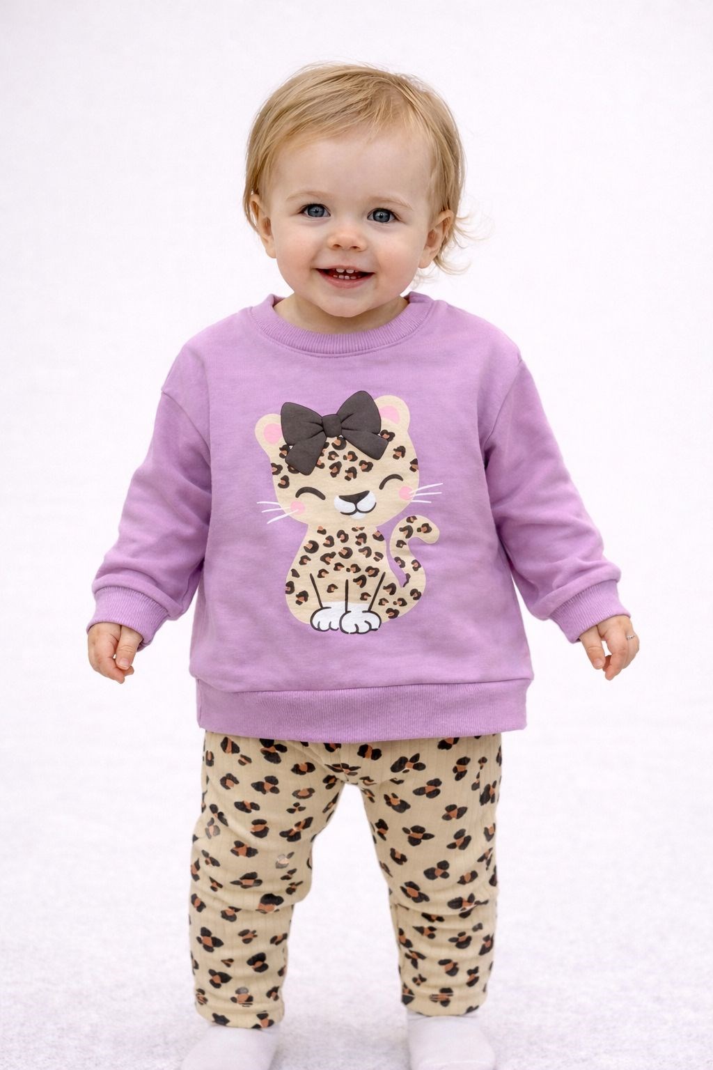 Mor Leopar Desenli Taytlı Takım