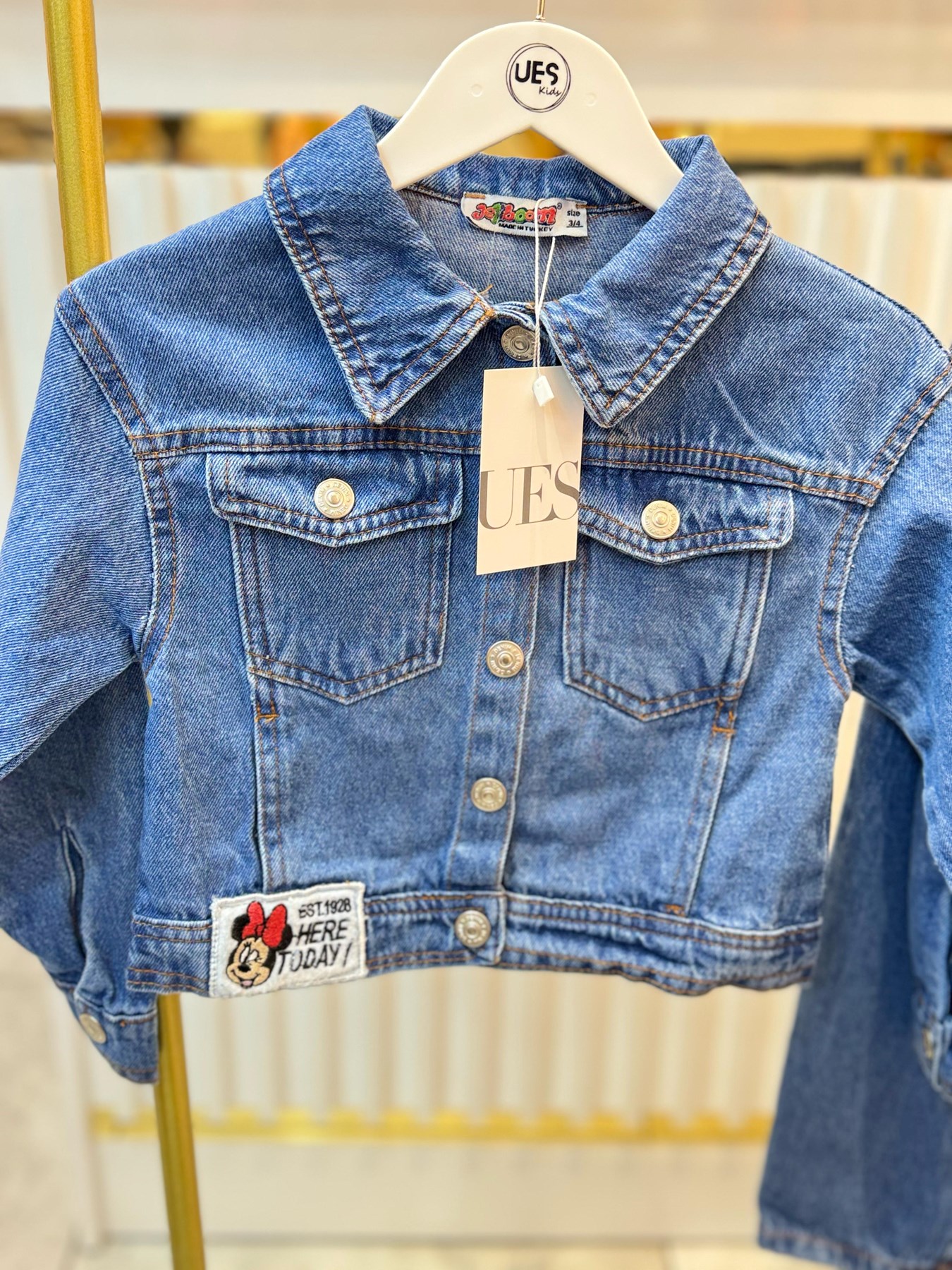 KIZ ÇOCUK MICKEY DESENLİ KOT PANTALON VE KOT CEKET TAKIM - Görsel 2