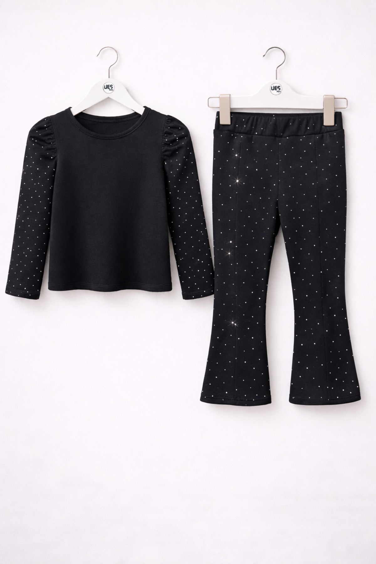 Siyah Işıltı Kız Çocuk Taşlı Takım - Görsel 2