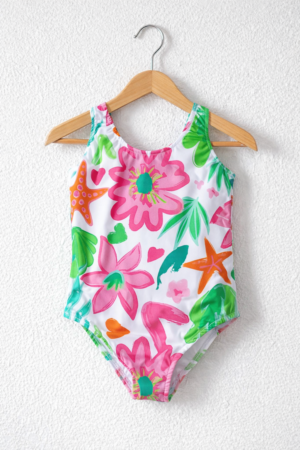 Kız Çocuk Renkli Çiçek Desenli Mayo - Görsel 2