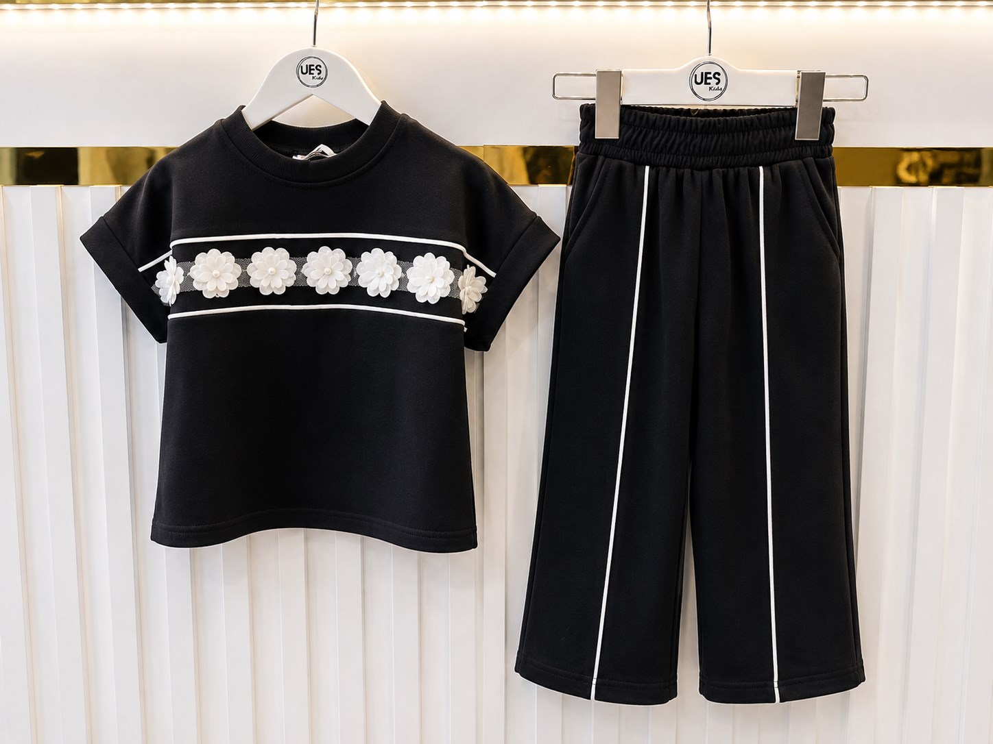 Kız Çocuk Çiçek Aplikeli Pantalon Takım - Görsel 2