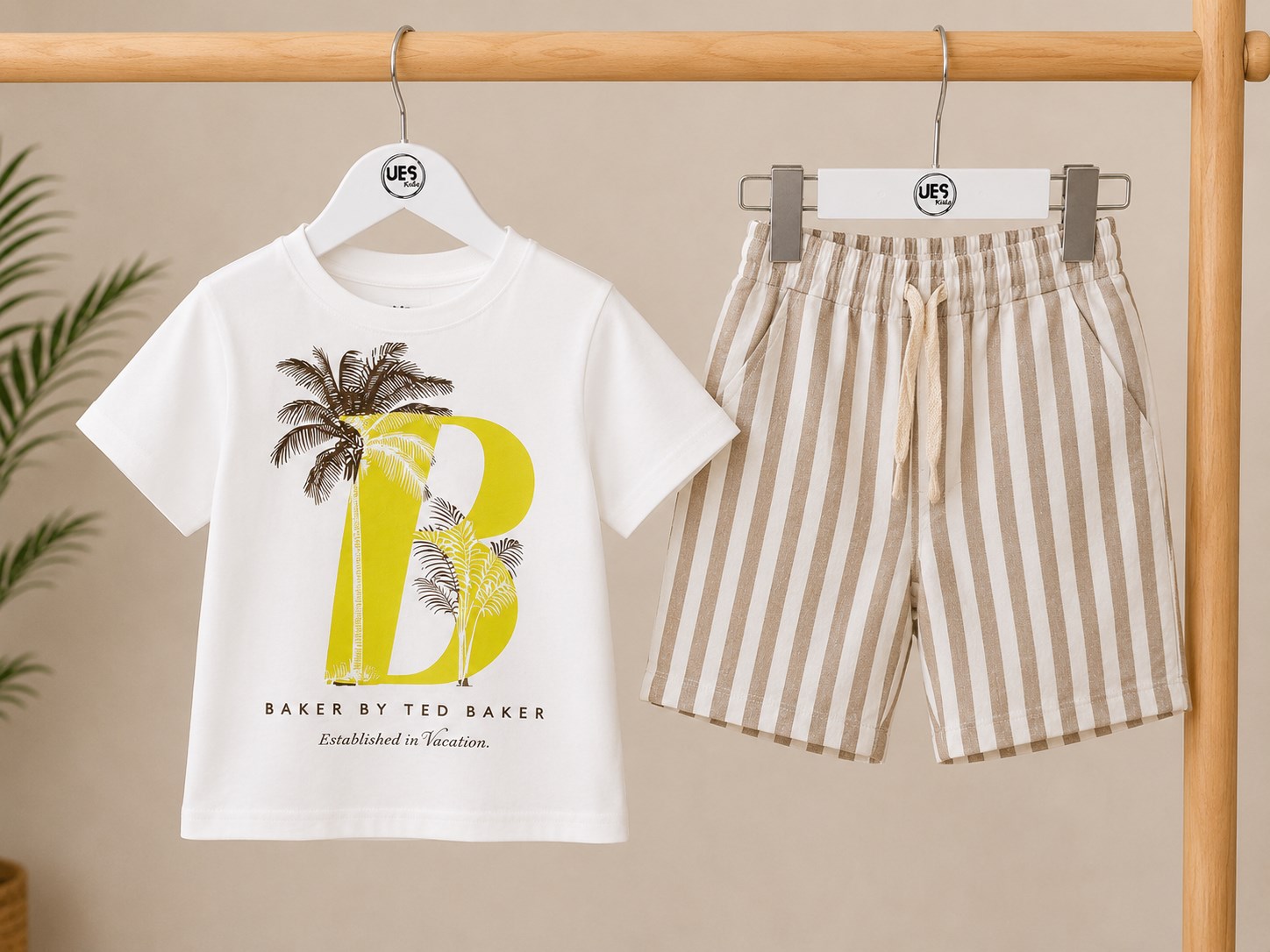 “Erkek Çocuk Tropikal Desenli Müslin Şort Takım” - Görsel 2