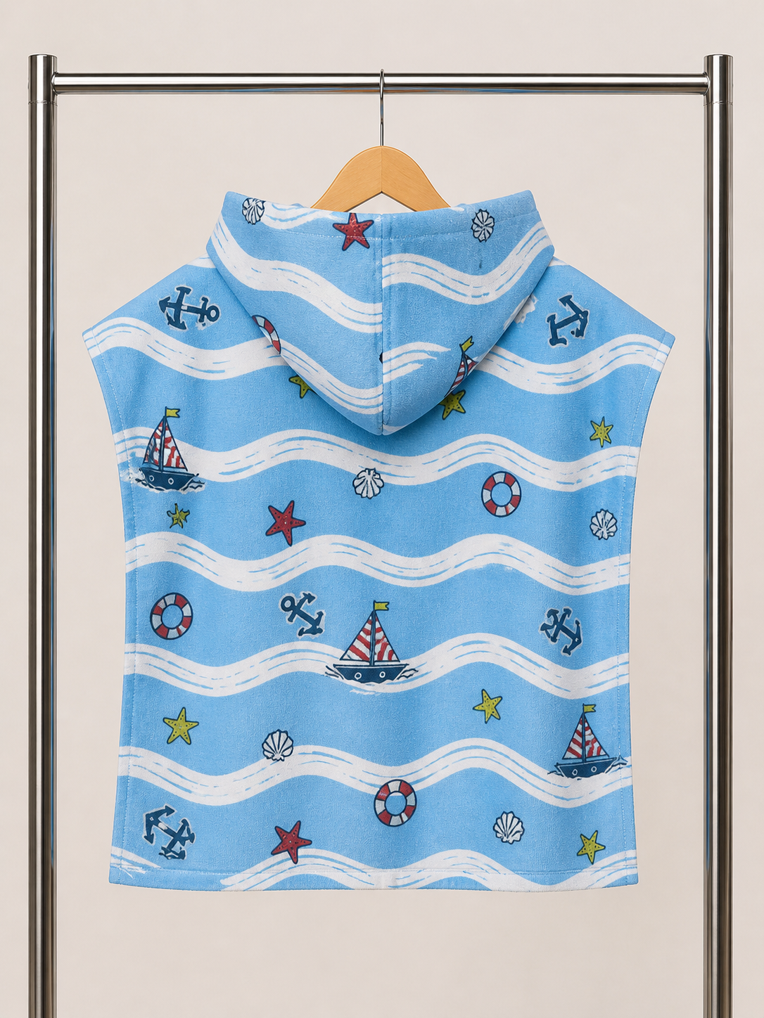 Erkek Çocuk Surf & Marine Desenli Kapüşonlu Plaj Havlusu - Görsel 3