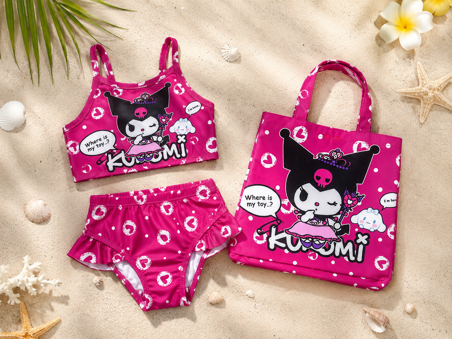 Kız Çocuk Desenli Çantalı Bikini Set - Görsel 2